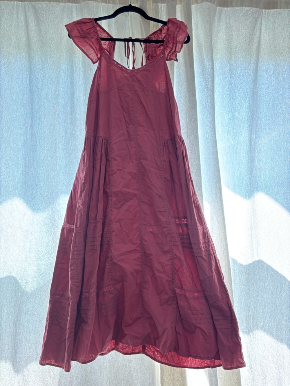 Treasure & Bond Tie Back Flutter Sleeve Cotton Maxi Dress